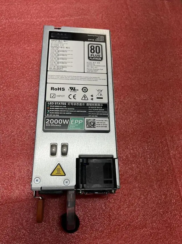 Alt view image 5 of 6 - 2000W Platinum PSU For Poweredge R730 R630 R530 R830 R930 C4130 Server Power Supply D2000E-S2 DPS-2000EB-2A XYK93 960VR