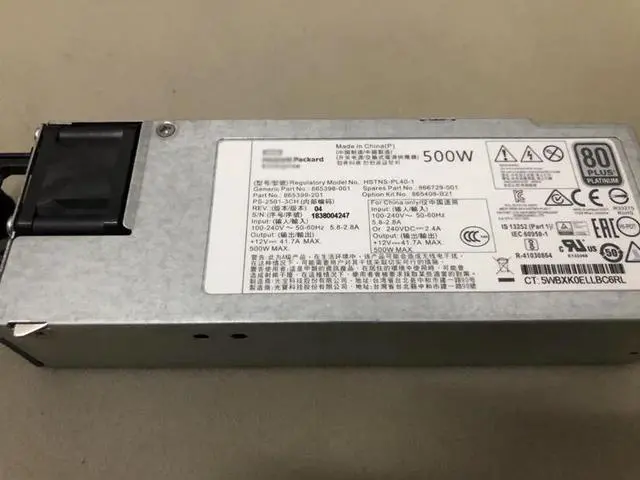 Alt view image 4 of 5 - 865398-001 866729-001 865399-201 865408-B21 Power Supply 500W Platinum For DL360 DL380 GEN10 Servers