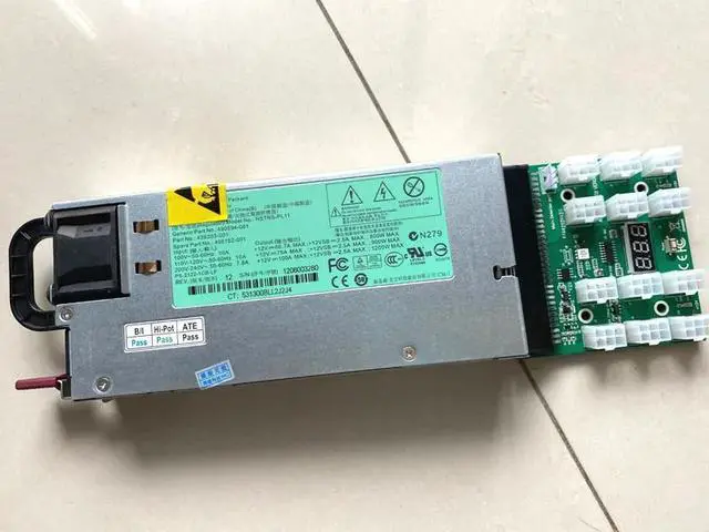 Alt view image 6 of 6 - 1200W Server Power Supply 490594-001 438203-001 498152-001 HSTNS-PL11 + Breakout Board + 12pcs PCIe 6Pin to 6+2Pin Cable