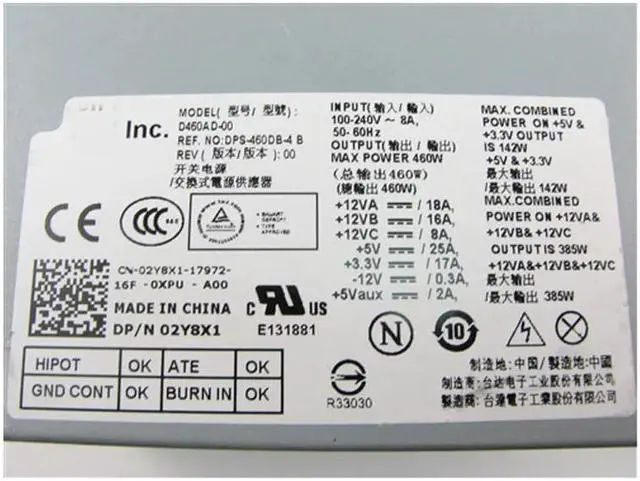 Alt view image 4 of 4 - 2Y8X1 02Y8X1 CN-02Y8X1 For XPS 7100 8300 8500 460W Power Supply Unit PSU D460AD-00