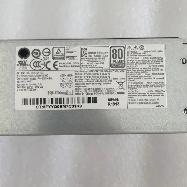 Alt view image 6 of 6 - PA-1181-3HB PA-1181-3HA D18-180P1A PCH019 180W Power Supply Unit For ProDesk 280 600 800 G3 400 G5 SFF Computer