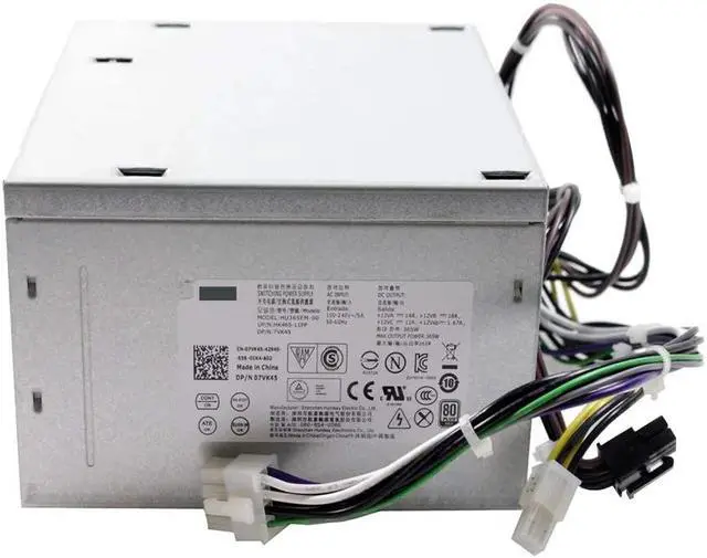 Alt view image 3 of 6 - Optiplex XE2 MT Precision T3620 T1700 T20 T30 Power Supply Adapter 365W PSU 7VK45 T1M43 HU365EM-00 D365EM-00