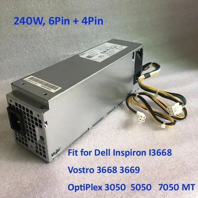 Alt view image 2 of 6 - 240W Power Supply H240ES-02 L240ES-00 J61WF DK87P for Inspiron 3668 Vostro 3668 3669 Optiplex 3050 5050 7050 MT