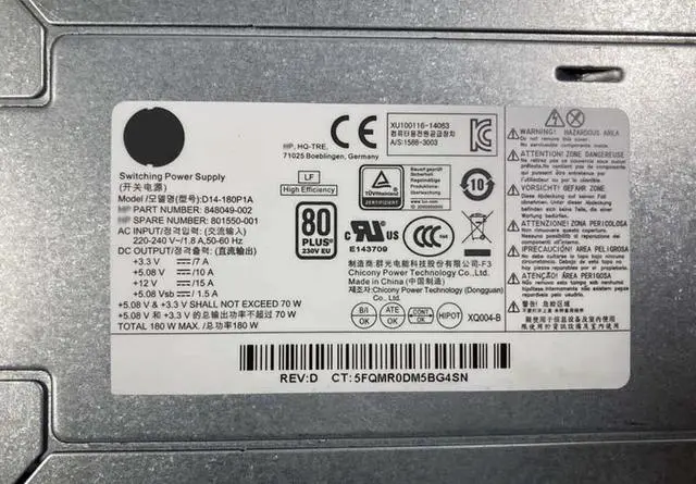 Alt view image 5 of 6 - D14-180P1A 180W Switching Power Supply Unit 24Pin ATX PSU For Pavilion 510 550 ProDesk DT