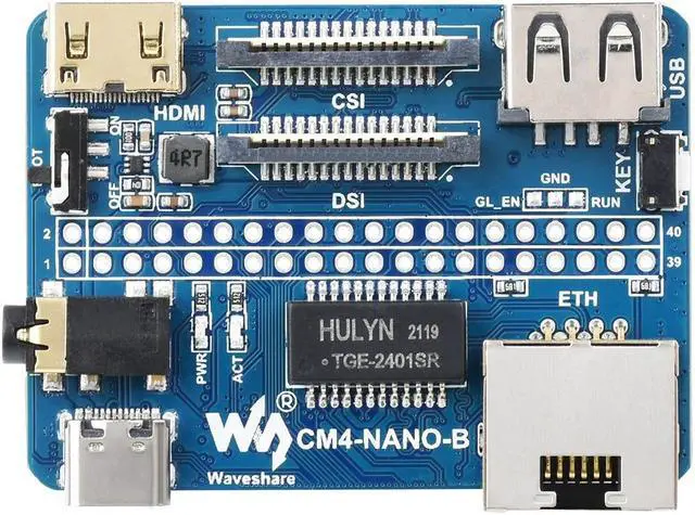 Alt view image 5 of 5 - 5V Mini USB Ethernet GPIO IO Carrier Board Expansion Board for RasPi Raspberry Pi Compute Module 4 CM4 Lite 2GB 4GB 8GB