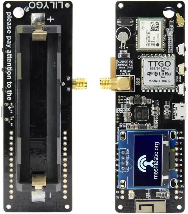 Alt view image 3 of 6 - Meshtastic-t-beam V1.1,soporte de batería con OLED, V1.1,ESP32,433/868/915 Mhz, WiFi, Bluetooth, ESP32, GPS, NEO-6M,SMA923(915Mhz OLED)