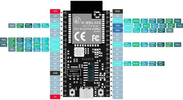 Alt view image 2 of 3 - Ai-WB2-32S module development board, BL602 core processor Wi-Fi 802.11b/g/n Bluetooth 5 Module core Board Ai-WB2-32S-Kit