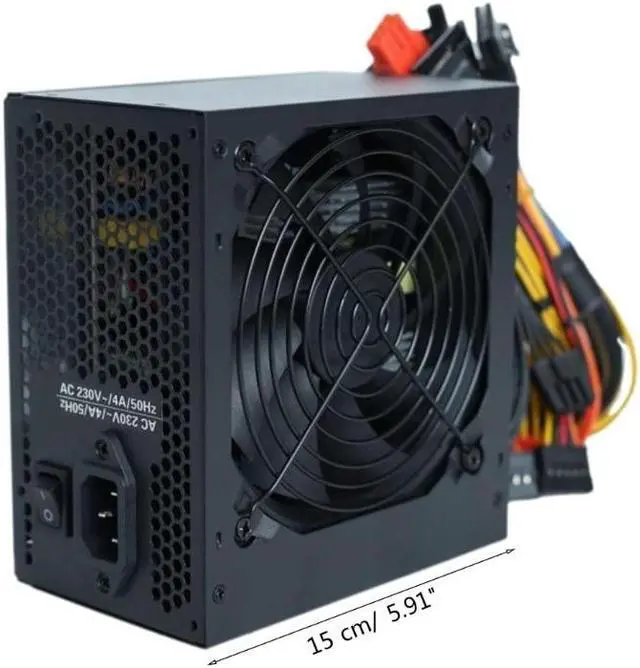 Alt view image 6 of 6 - Modular Gaming PC Power Supply PSU Rated-600W 120mm Fan 24Pin ATX 12V Desktop Computer Source AC180-264V EU plug