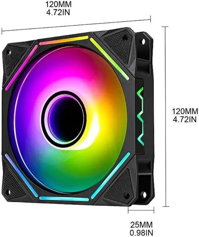 Alt view image 3 of 6 - 120mm Computer  Fans for Desktops Adjustable ARGB Quiet CPU PC Cooling Fan(Reverse)