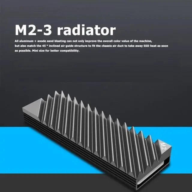 Alt view image 2 of 6 - D7YC Aluminum M.2 NVME SSD Radiator Heatsink for 2280 PCIE Solid State Hard Disk Heat Sink 2 Silica Gel Cooling Thermal Pads(11JJ401048-BK)