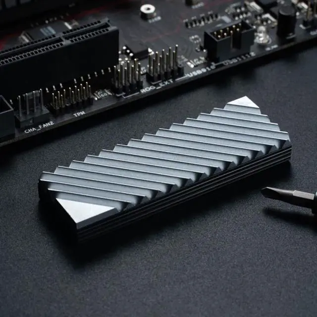 Alt view image 3 of 6 - D7YC Aluminum M.2 NVME SSD Radiator Heatsink for 2280 PCIE Solid State Hard Disk Heat Sink 2 Silica Gel Cooling Thermal Pads(11JJ401048-BK)