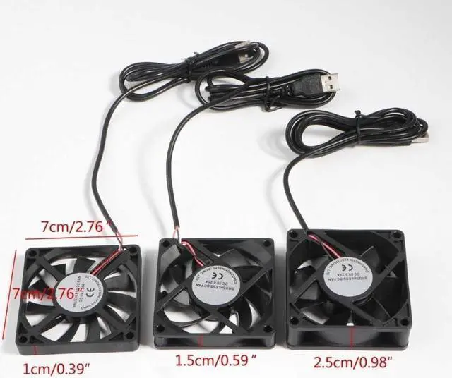 Alt view image 4 of 6 - 70mm Fan 7025 7015 7010 DC 5V USB Connector Quiet Cooling Fan for DIY Cooling Router Game TV Box Power Supply(1.5cm)