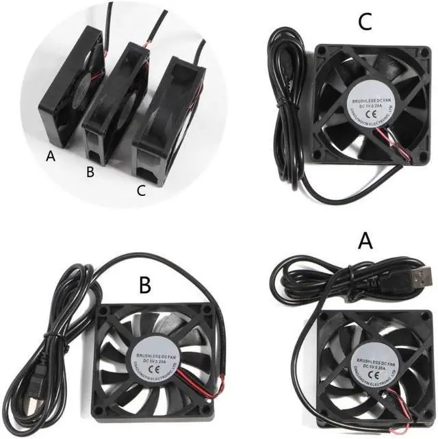 Alt view image 2 of 6 - 70mm Fan 7025 7015 7010 DC 5V USB Connector Quiet Cooling Fan for DIY Cooling Router Game TV Box Power Supply(1.5cm)