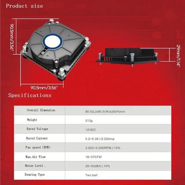 Alt view image 5 of 6 - C81H CPU Cooler Quiet PWM Cooling Fan Heatpipe Ultra-slim CPU Air Cooler 1U Server HTPC Radiator for 1150 1151 1155 1156