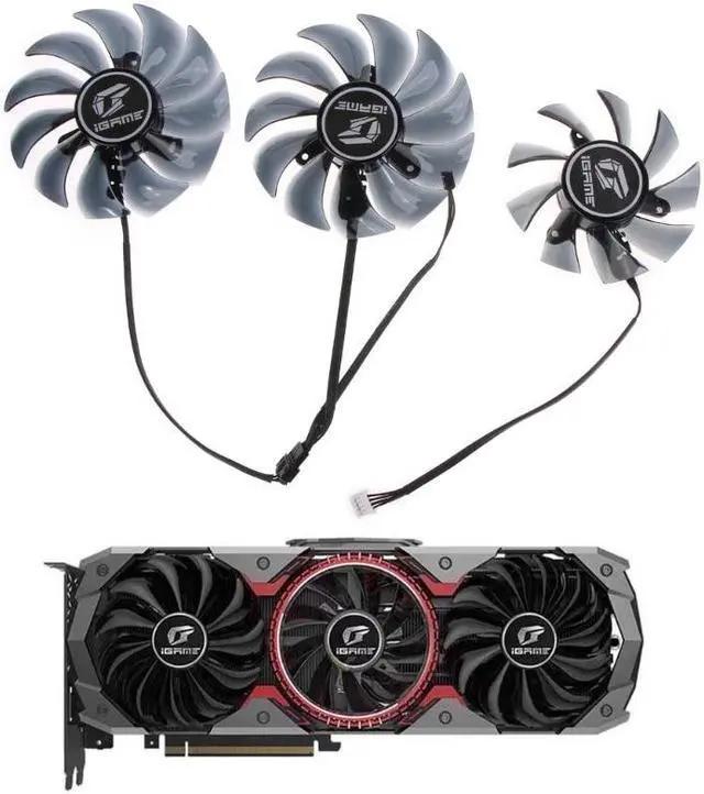 Alt view image 2 of 6 - 1/3PC Graphics Card Cooling Fan for Colorful RTX 2060 2070 2080 2080Ti 1660ti 1660 AD VGA Cooler Fan 4Pin 12V 89mm/75mm(89MM)