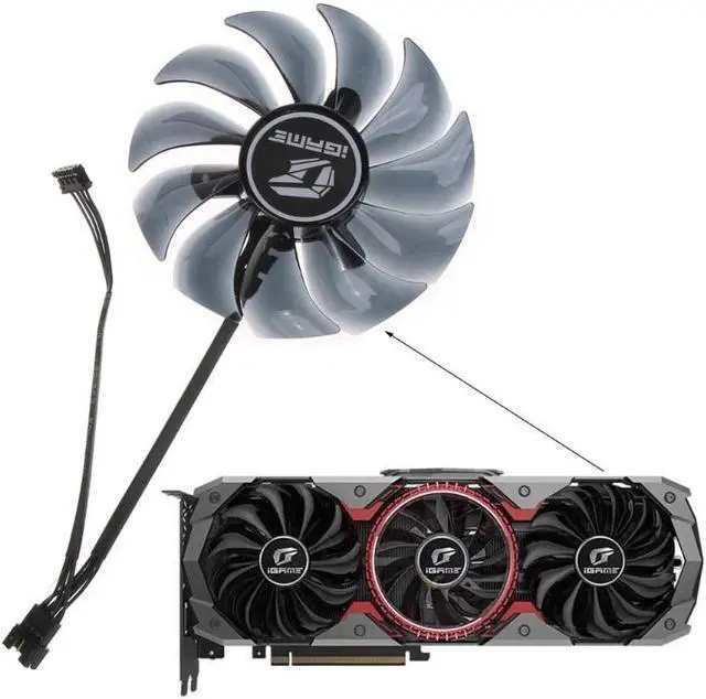 Alt view image 5 of 6 - 1/3PC Graphics Card Cooling Fan for Colorful RTX 2060 2070 2080 2080Ti 1660ti 1660 AD VGA Cooler Fan 4Pin 12V 89mm/75mm(89MM)