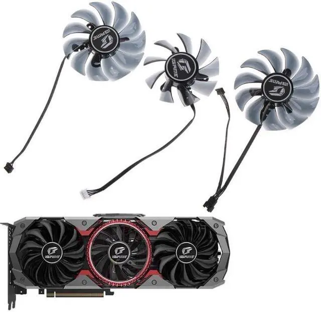 Alt view image 3 of 6 - 1/3PC Graphics Card Cooling Fan for Colorful RTX 2060 2070 2080 2080Ti 1660ti 1660 AD VGA Cooler Fan 4Pin 12V 89mm/75mm(89MM)