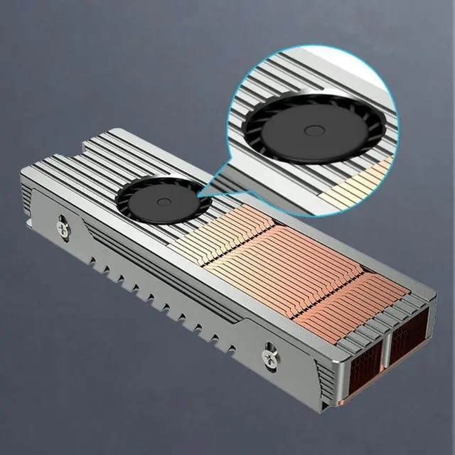 Alt view image 4 of 6 - PCIE NVME M.2 Heatsink Cooling Fan Alloy Bronze Radiator Double-Side Thermal Pad For M.2 2280 PCI-E NVME SSD Hard Disk