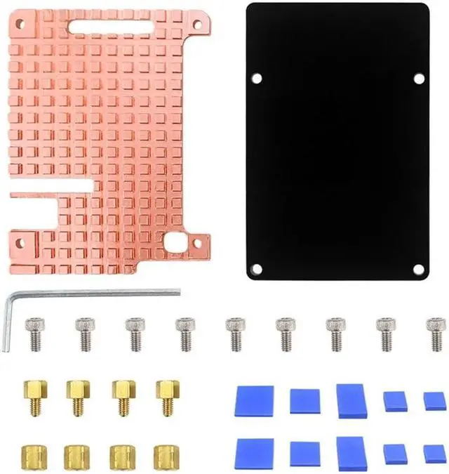 Alt view image 2 of 6 - Heatsink Kit for Raspberry Pi 4B Copper Thermal Conductive with Adhesive Tape for Cooling RPI4 Model 4B Radiator