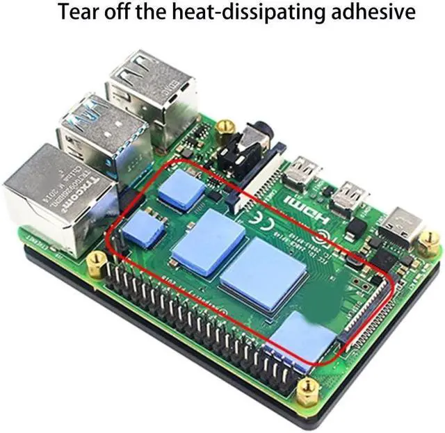 Alt view image 5 of 6 - Heatsink Kit for Raspberry Pi 4B Copper Thermal Conductive with Adhesive Tape for Cooling RPI4 Model 4B Radiator