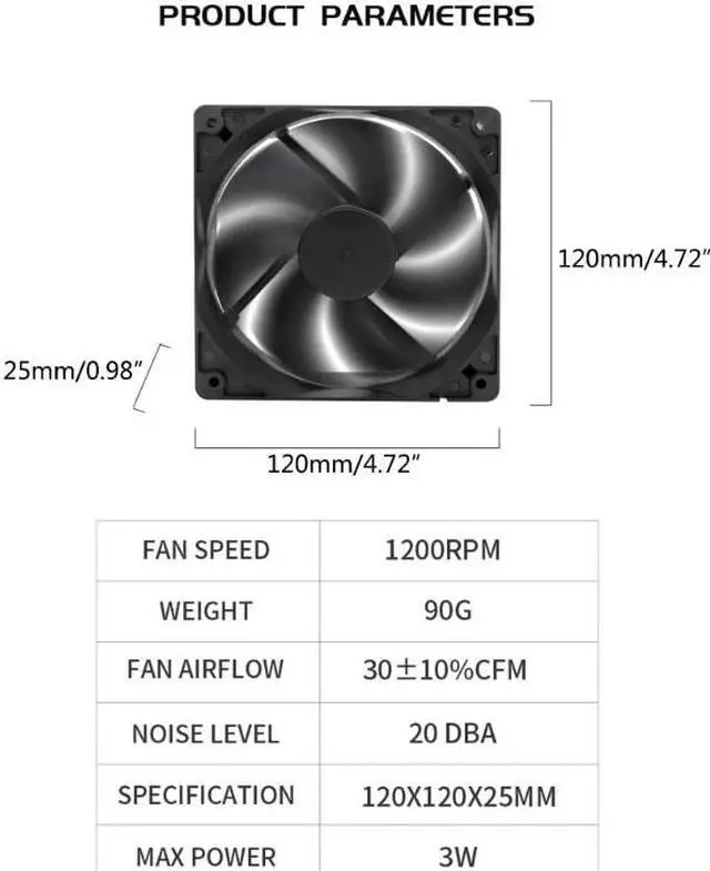 Alt view image 4 of 6 - 120x120x25mm 12V Large 4Pin 3Pin Computer Heatsink Cooler Radiator 12cm Cooling Fan For Chassis PC Case(4PIN)
