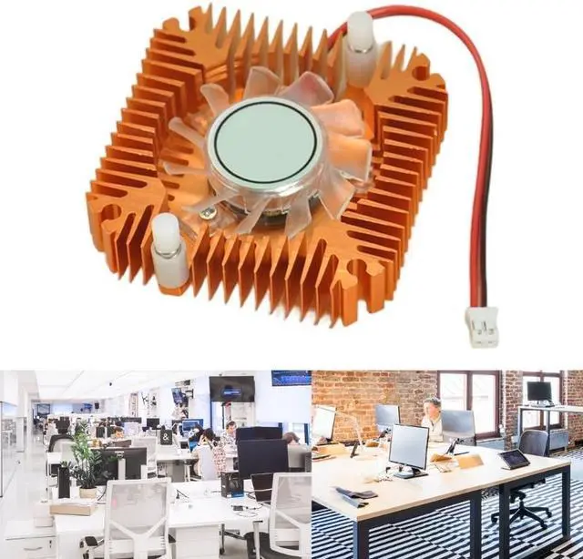 Alt view image 2 of 6 - 12V Graphics Heatsink Cooling Fan Radiator Cooler for IC computer Thermal 2.0Plug Computer Graphics Radiator Cooler (Gold)