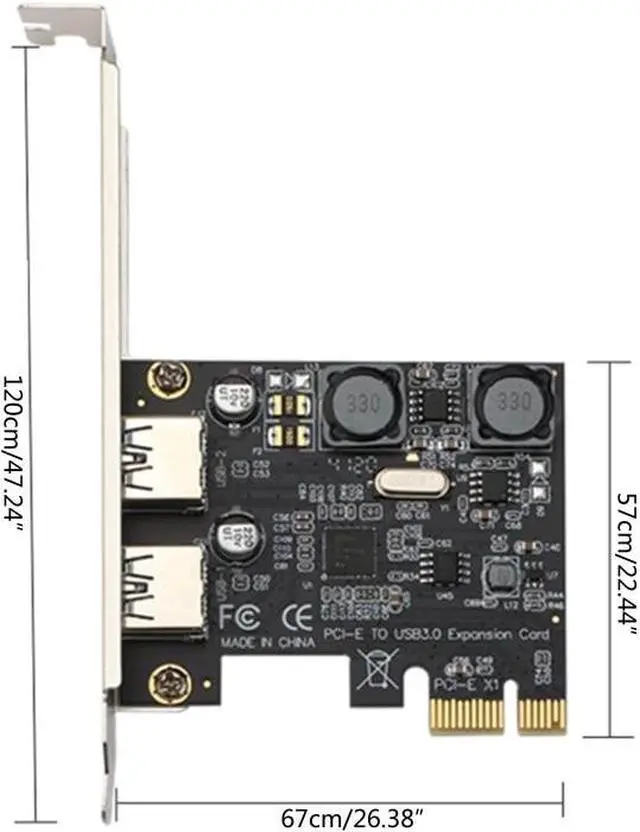 Alt view image 3 of 6 - PCI-E to USB 3.0 Adapter 2-Ports 5Gbps Self-Powered USB 3.0 PCI E Expansion Card PCI Express USB Card for Desktop