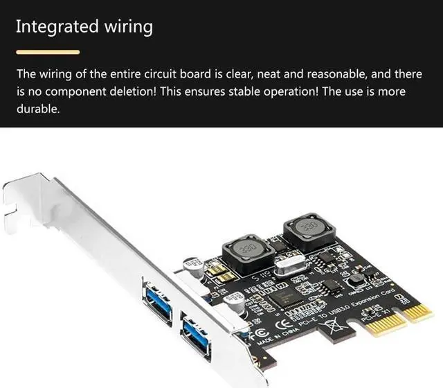 Alt view image 6 of 6 - PCI-E to USB 3.0 Adapter 2-Ports 5Gbps Self-Powered USB 3.0 PCI E Expansion Card PCI Express USB Card for Desktop