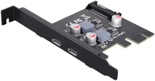 Main image of PCI Express x1/x4/x8/x16 to Dual Port Type C Data Transfer PD 20W Quick Charge USB-C Controller PCI-E Type C Add on Card