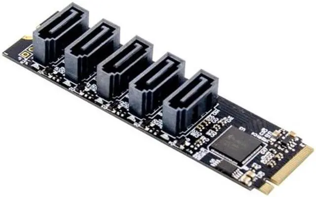 Alt view image 2 of 6 - 5 Ports Sata 3.0 to M.2 M-Key Adapter PCIE 3.0 X2 Sata3.0 6Gbps Riser Expansion Card for Desktop PC Computer Converter