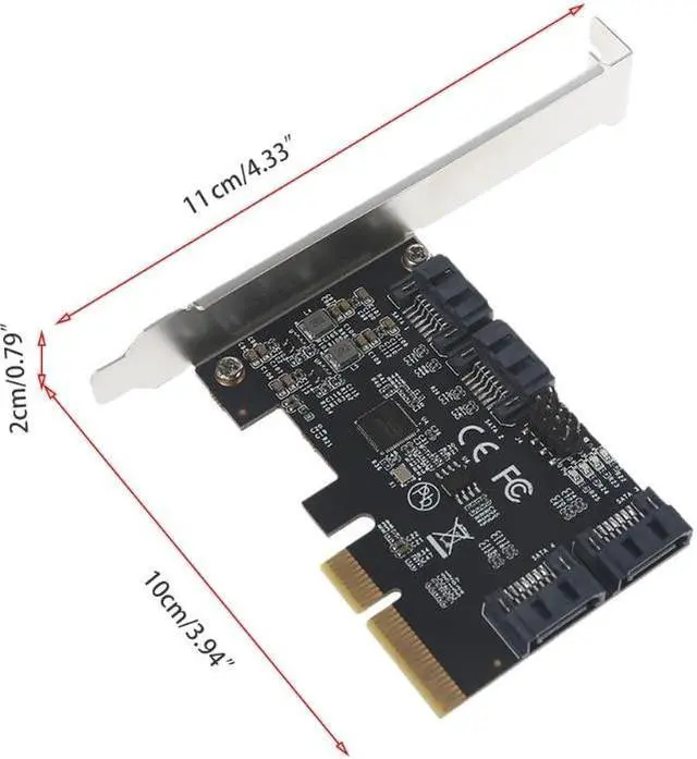 Alt view image 5 of 6 - D7YC PCI-E 4X to 4-Port 2x SATA 3.0 Expansion Card Computer Desktop Solid State Mechanical Hard Drive Card Supports