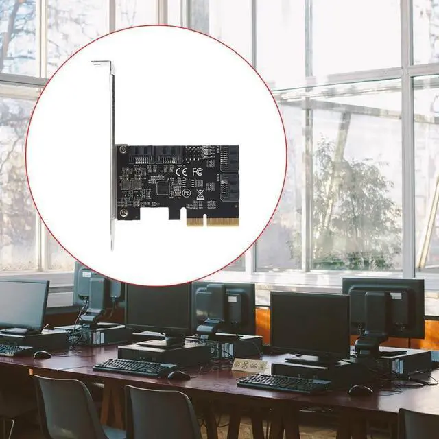 Alt view image 6 of 6 - D7YC PCI-E 4X to 4-Port 2x SATA 3.0 Expansion Card Computer Desktop Solid State Mechanical Hard Drive Card Supports