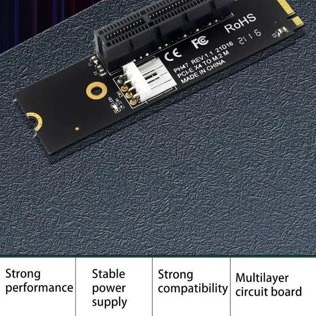 Alt view image 5 of 6 - D7YC M.2 NGFF- to PCI-E 4X Riser Card M2 M Key SSD to PCIe X4 Adapter with LED Indicator SATA ICO Riser for Bitcoin Mining