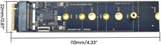 Alt view image 6 of 6 - M.2 NVME Sata Riser Card M2 NVME to Sata 3.0 Expansion Card JMB582 6GB/S Adapter Sata3.0 Riser Expansion Card