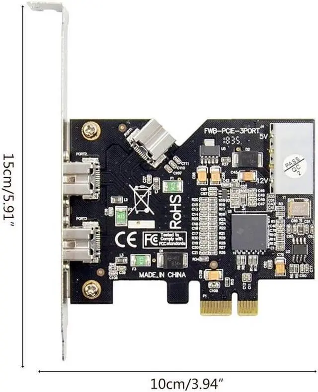 Alt view image 6 of 6 - D7YC PCIE 1394B 3-Port Image Video Capture Card Expansion Controller Texas Instruments TI XIO2213AZAY Chip