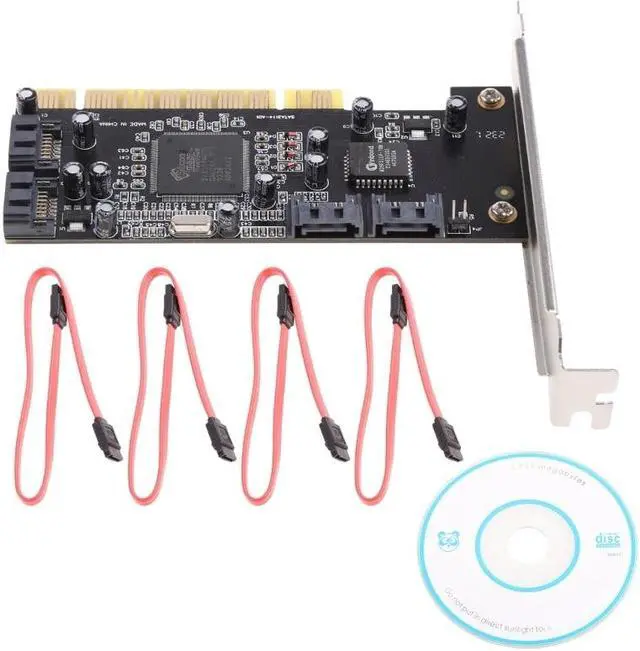 Alt view image 2 of 6 - Internal PCI Sata Raid Controller Expansion Card PCI to 4 Sata Ports Adapter Converter for Desktop PC Support HDD SSD