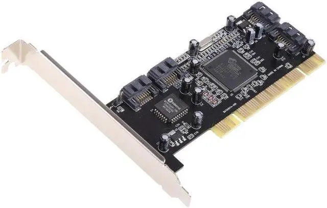 Alt view image 3 of 6 - Internal PCI Sata Raid Controller Expansion Card PCI to 4 Sata Ports Adapter Converter for Desktop PC Support HDD SSD