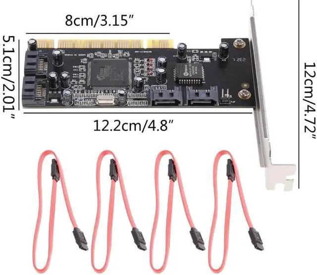 Alt view image 6 of 6 - Internal PCI Sata Raid Controller Expansion Card PCI to 4 Sata Ports Adapter Converter for Desktop PC Support HDD SSD
