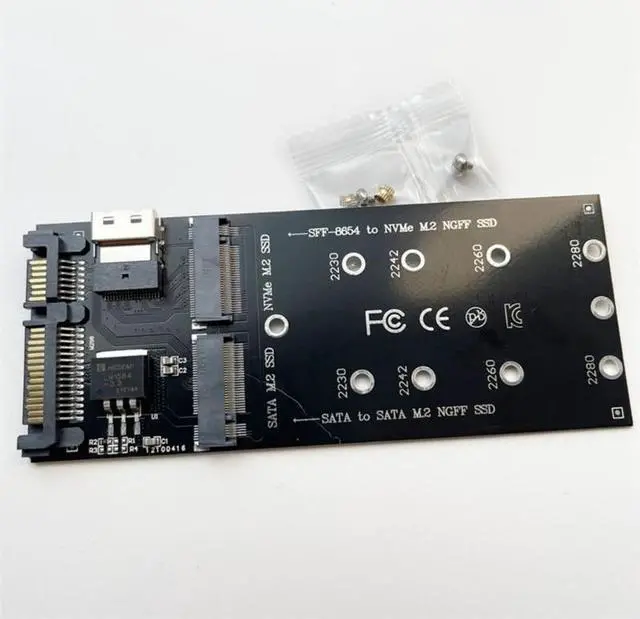 Alt view image 2 of 6 - 22Pin SATA Adapter SFF-8654 to M.2 U2 Kit NGFF M-Key To Slimline SAS NVME PCIe SSD SATA SSD Adapter For Mainboard