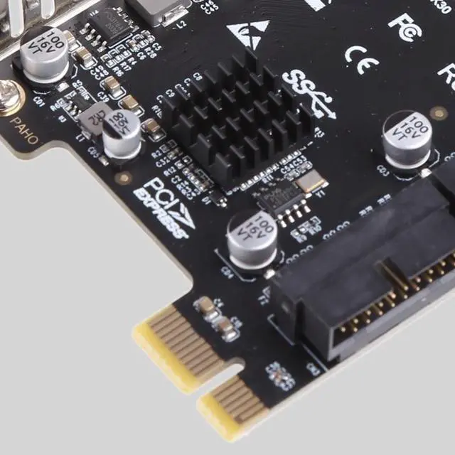 Alt view image 4 of 6 - PCI-E USB 3.0 Expansion Card Adapter 2 Port USB3.0 Hub Internal 19/20 Pin Header PCIE PCI Express to USB3.0 Adapter Card