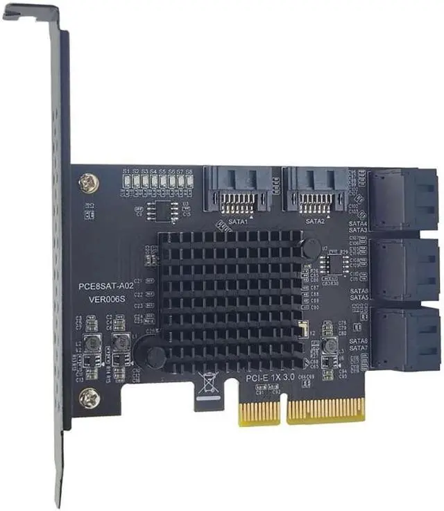 Main image of PCIE 4X SATA Card 8 Ports 6Gbps PCIExpress 3.0 to SATA 3.0 Controller Expansion Card Low Profile Bracket SATA Cable