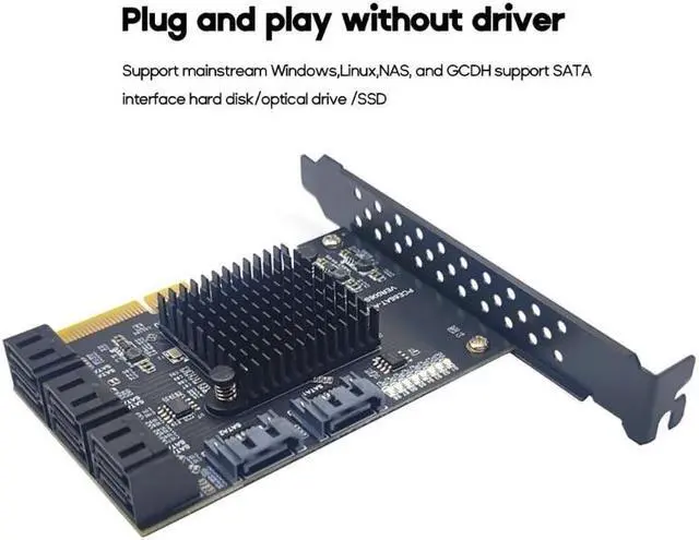 Alt view image 2 of 6 - PCIE 4X SATA Card 8 Ports 6Gbps PCIExpress 3.0 to SATA 3.0 Controller Expansion Card Low Profile Bracket SATA Cable