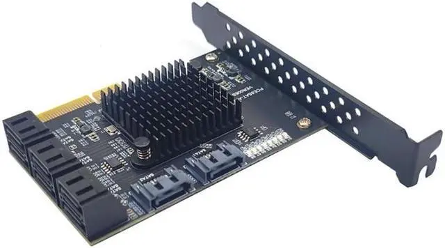 Alt view image 3 of 6 - PCIE 4X SATA Card 8 Ports 6Gbps PCIExpress 3.0 to SATA 3.0 Controller Expansion Card Low Profile Bracket SATA Cable