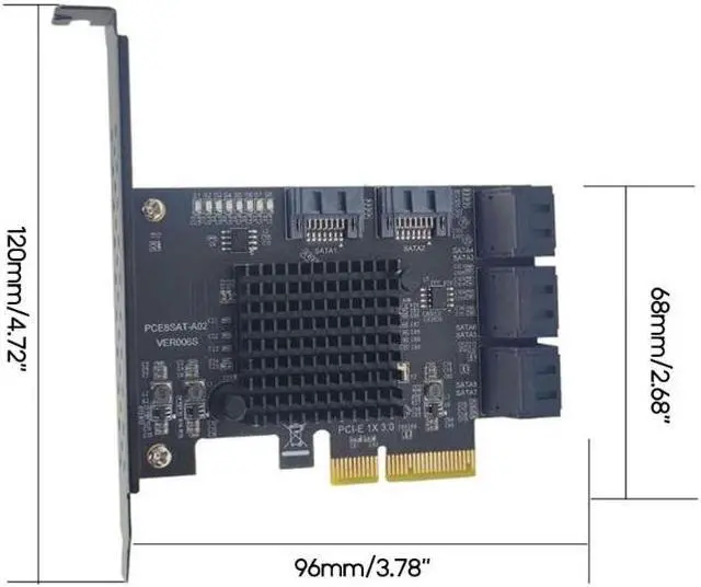 Alt view image 6 of 6 - PCIE 4X SATA Card 8 Ports 6Gbps PCIExpress 3.0 to SATA 3.0 Controller Expansion Card Low Profile Bracket SATA Cable