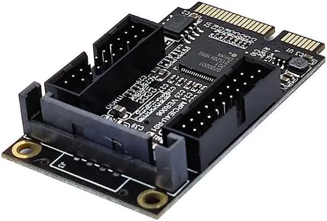 Alt view image 6 of 6 - Mini PCIe to Dual 19-Pin Front Panel Extension Card Mini PCIE to USB3.0 Front PIN Head 19PIN Small 4-Pin/Sata Connector(SATA)