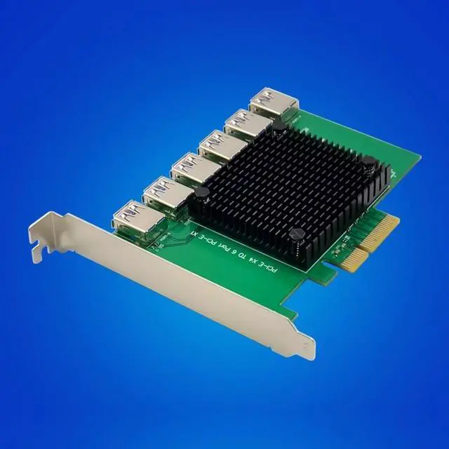 Alt view image 6 of 6 - PCI-E X4 Usb3.0 to 6x PCIE X1 Conversion Expansion Card Asm1812 Chipset Support 2.5G/ 5G Transfer Driver