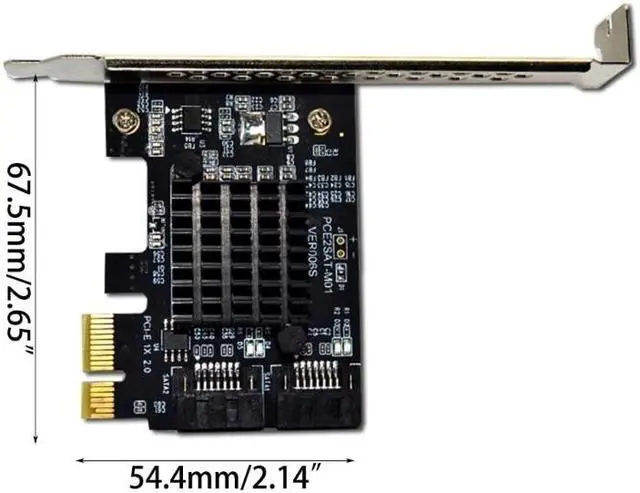 Alt view image 6 of 6 - PCIE to SATA Expansion Card ASM1061 Chip PCI Express X1 to 2 Port SATA 3.0 6Gb Adapter Controller PCI-E SATA Card