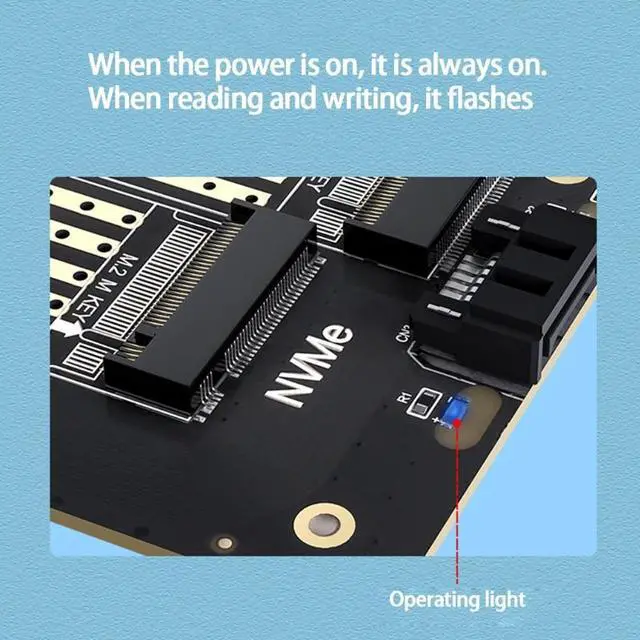 Alt view image 4 of 6 - Dual M.2 PCIE 4.0 Adapter Card for NVMe / SATA SSD NVME (m Key) /SATA (b Key) 22110/80/60/42/30 SSD to PCIe x4 X8 X16