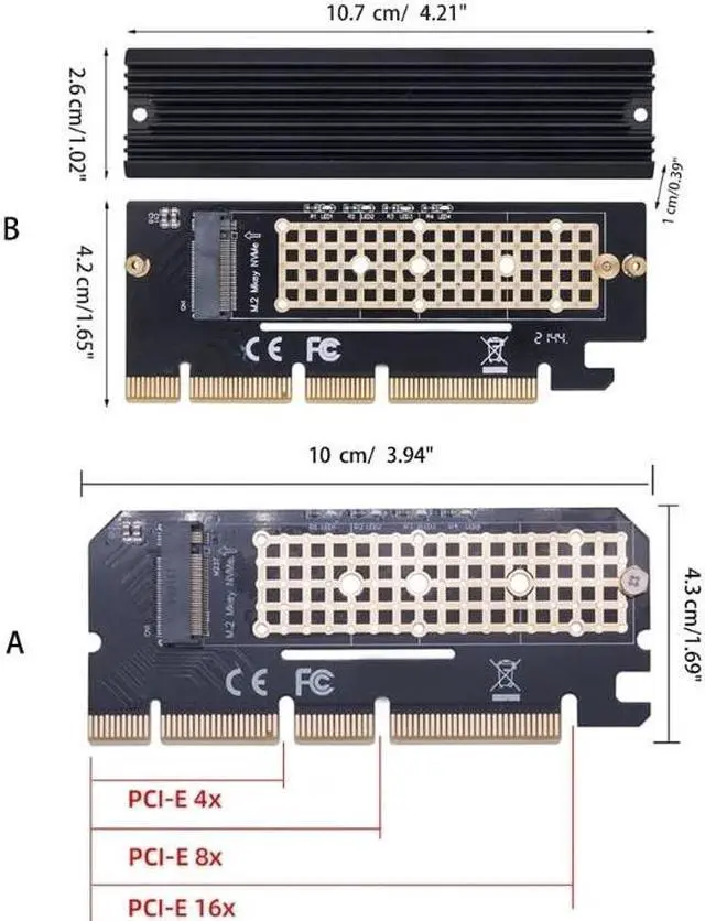 Alt view image 5 of 6 - M2 SSD PCIE Adapter Aluminium Alloy Expansion Card Computer Adapter Interface M2 NVMe SSD To PCIE 3.0 16X Riser(as shown)
