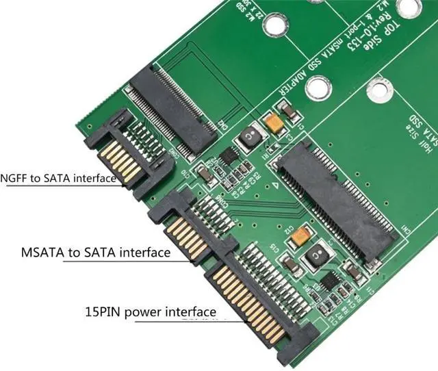 Alt view image 3 of 6 - M.2 NGFF Msata SSD to Sata 3.0 2.5" Adapter M.2 SSD Converter Riser Card for PC Laptop Add On Card up to 6Gdps